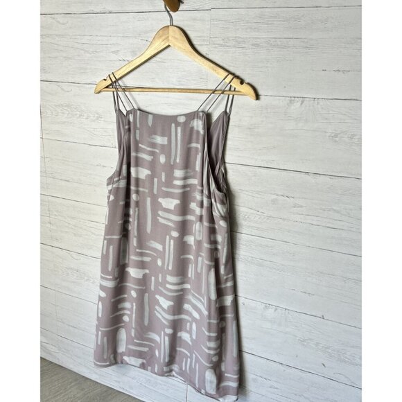 Silence + Noise Dress Womens SZ Large Ella Printed Crepe Mauve Geometric Button - Picture 5 of 16